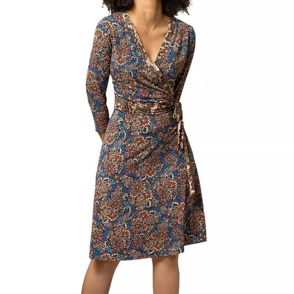 LEOTA Banded Perfect Wrap Dress in Boho Paisley - NWT - Size XS - Picture 3 of 3
